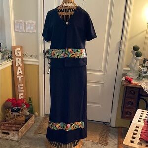 Elegant Black Dress with Colorful Accents